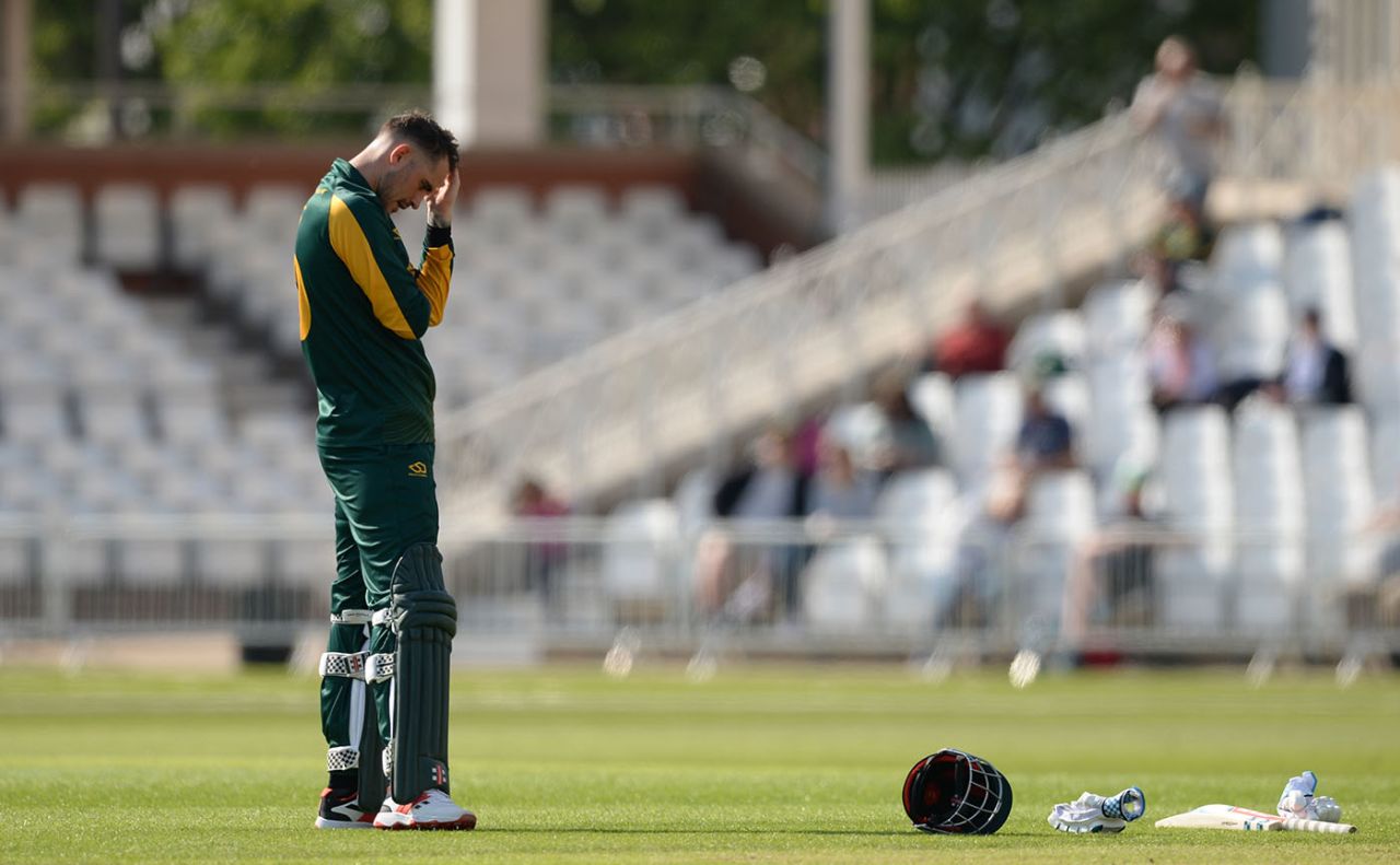 Alex Hales misses out on a final at Lord's after Nottinghamshire's defeat, Nottinghamshire v Somerset, Royal London One Day Cup semi-final, Trent Bridge, May 12, 2019