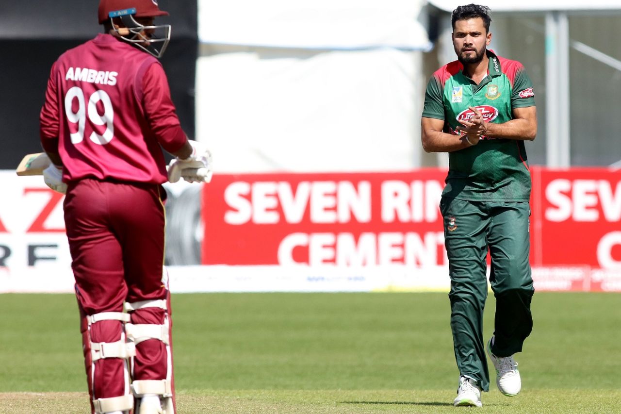 Mashrafe Mortaza celebrates a wicket, Bangladesh v West Indies, Ireland tri-series, Dublin, May 13, 2019