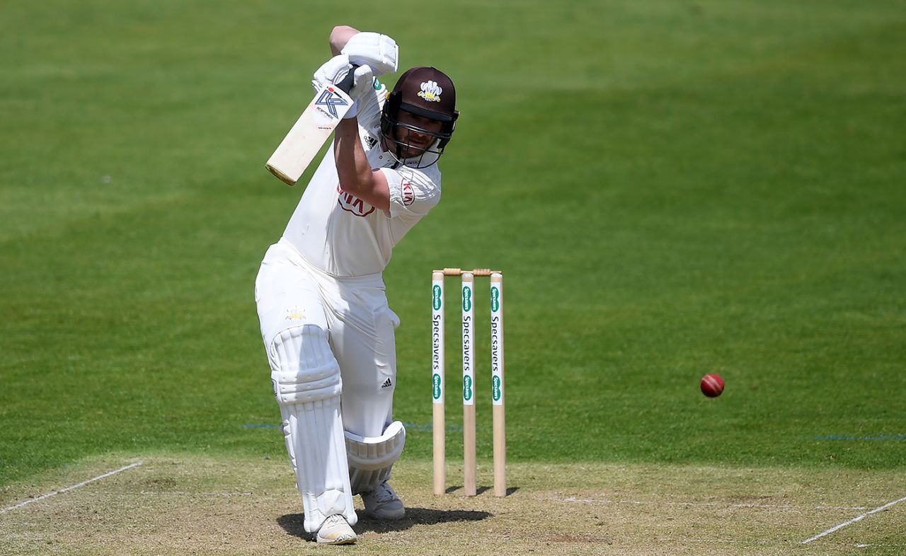 Mark Stoneman drives on his way to a fifty, Somerset v Surrey, County Championship, Taunton, 1st day, May 14, 2019