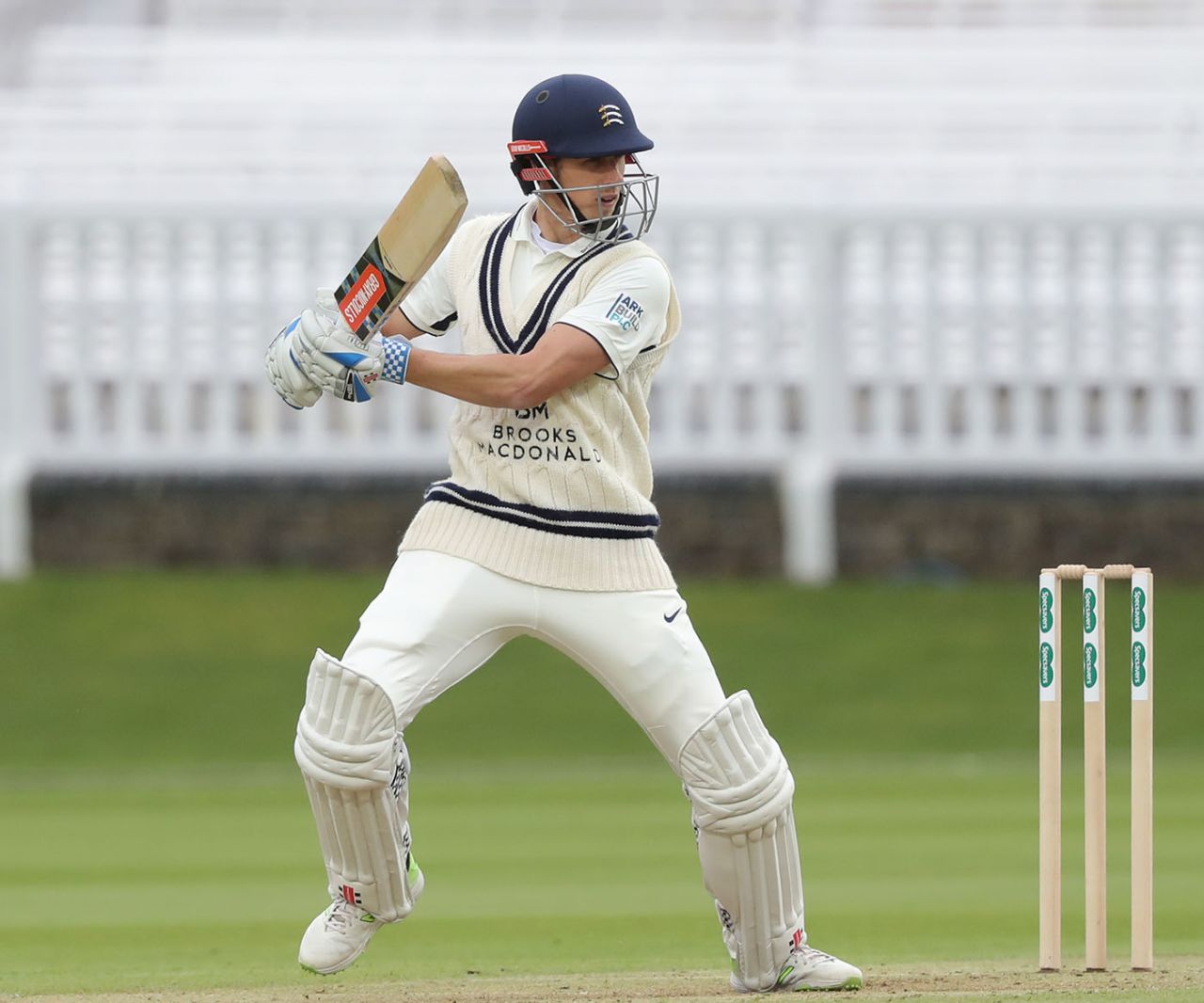 John Simpson plays a shot, Middlesex v Glamorgan, County Championship Division Two, Lord's, April 29, 2018