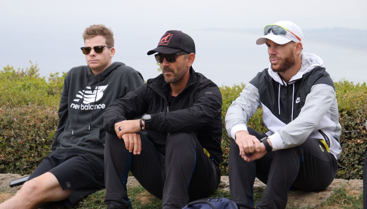 Steven Smith, Justin Langer and David Warner during the Australia World Cup squad's trip to Gallipoli, Gallipoli, May 16, 2019, 