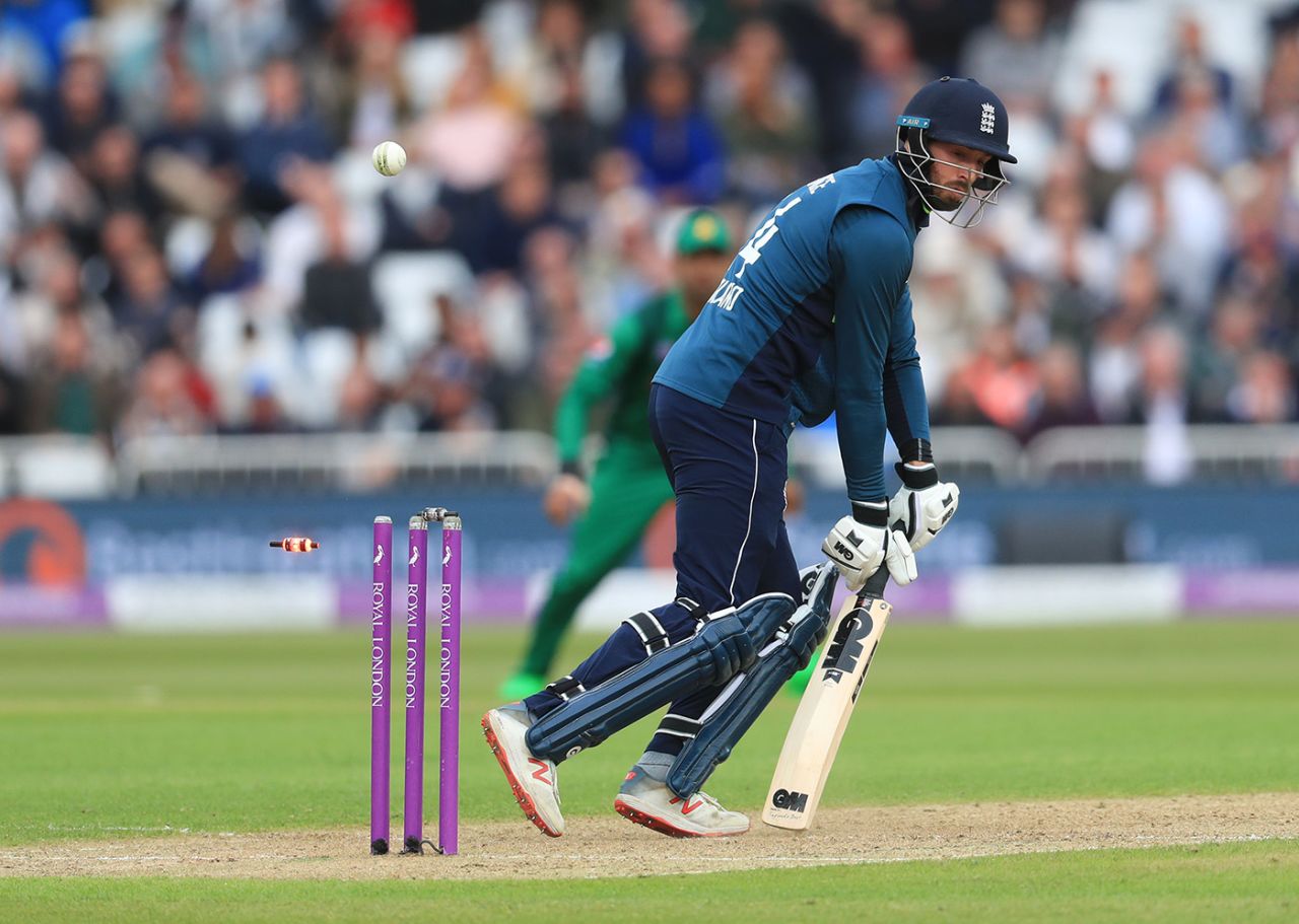 James Vince played on against the pace of Mohammad Hasnain, England v Pakistan, 4th ODI, Trent Bridge, May 17, 2019