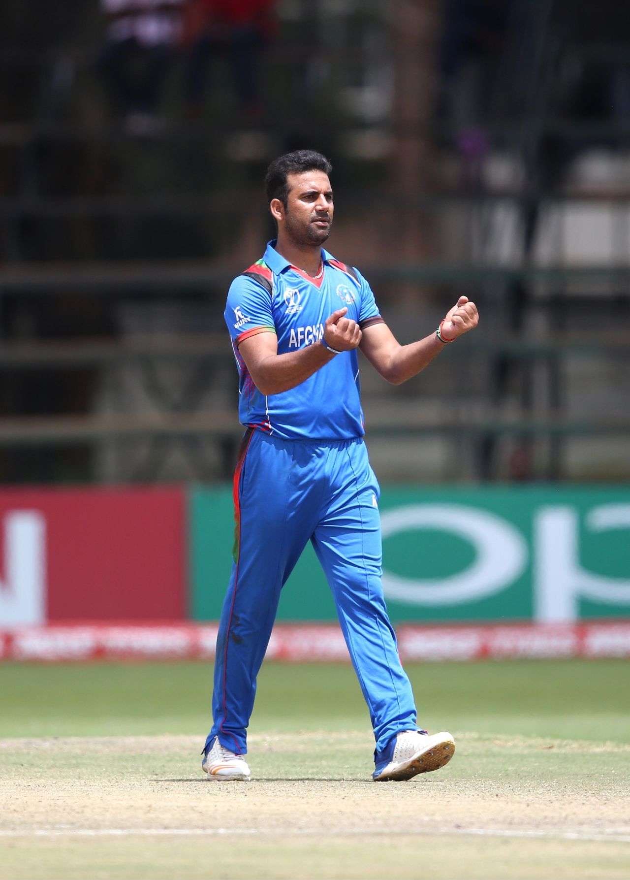 Dawlat Zadran celebrates a wicket