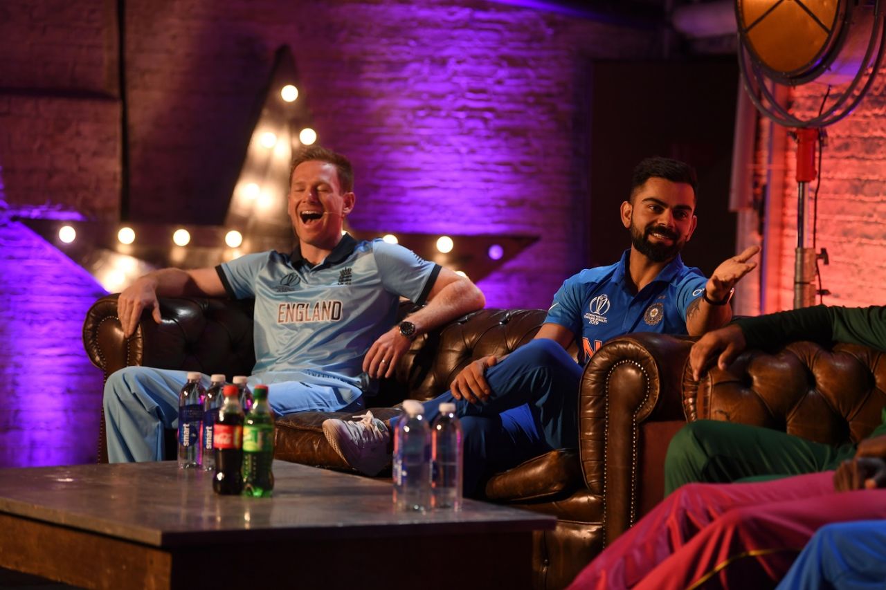 The favourites? Eoin Morgan and Virat Kohli at a World Cup event, London, May 23, 2019