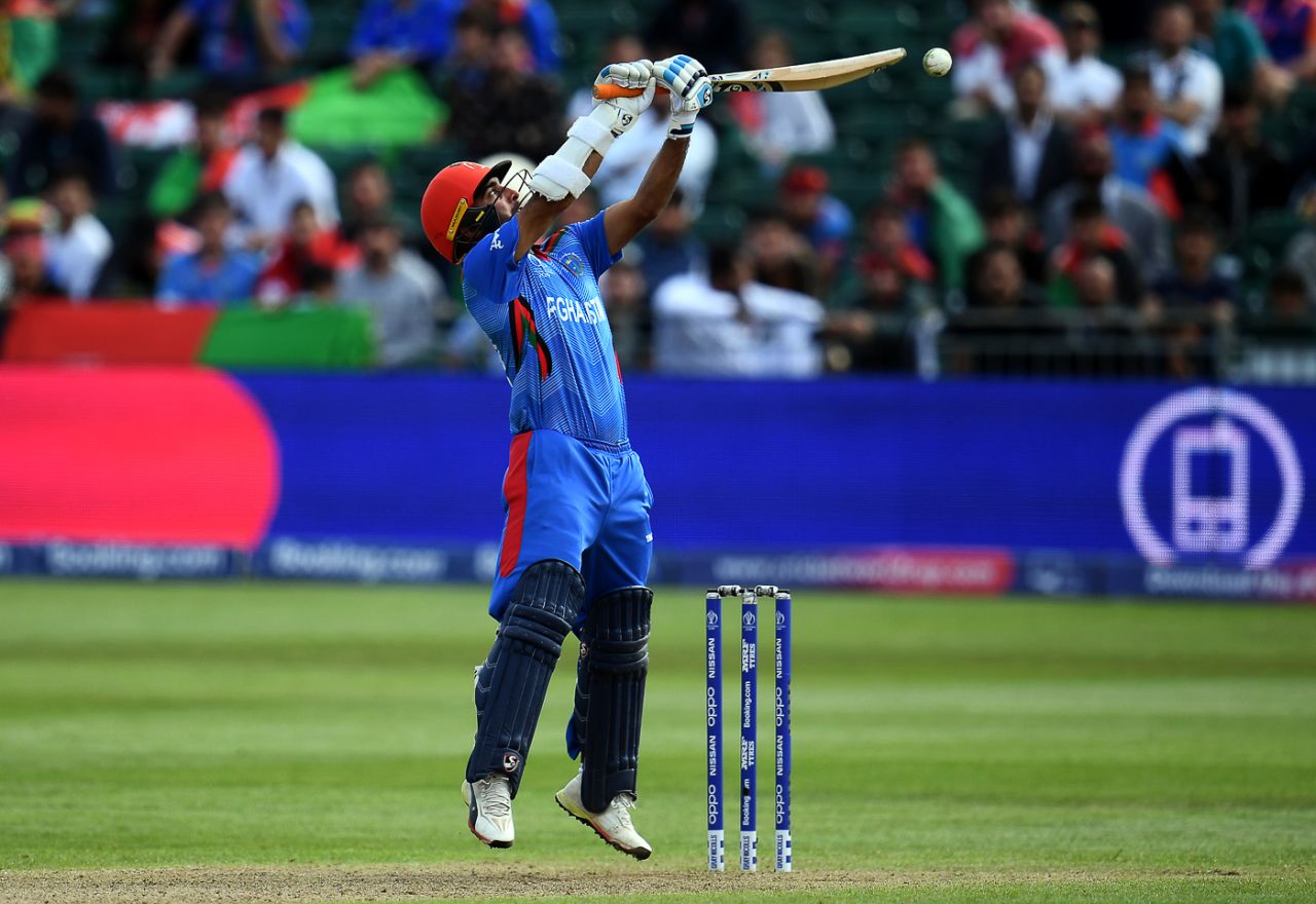 Hashmatullah Shahidi successfully uppercuts a bouncer for a boundary, Afghanistan v Pakistan, ICC World Cup warm-up, Bristol, May 24, 2019