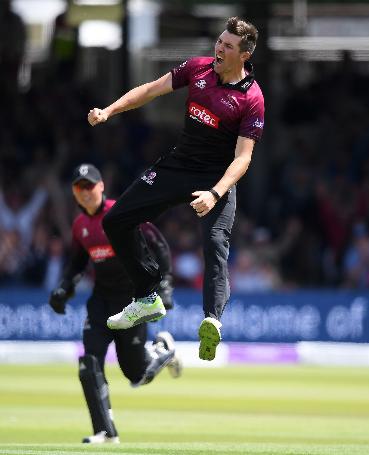 Jamie Overton roars in celebration, Somerset v Hampshire, Royal London Cup final, Lord's, May 25, 2019