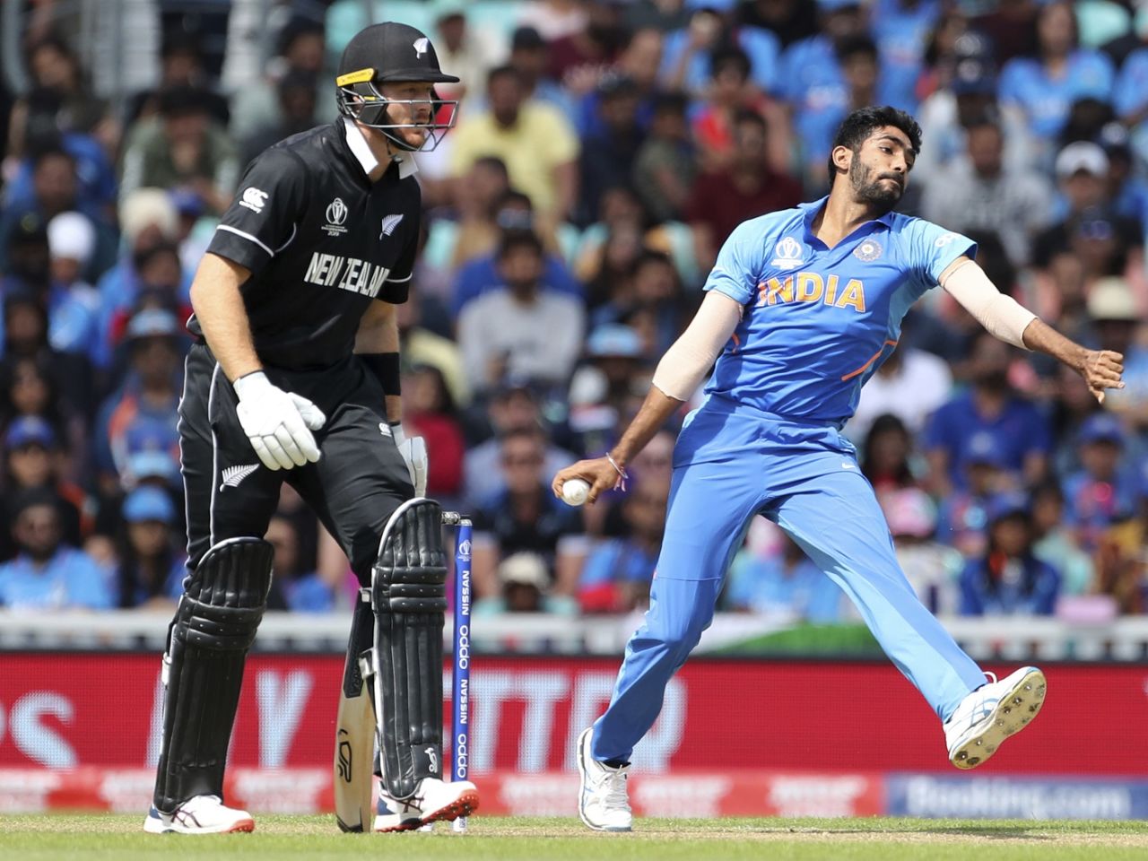 Jasprit Bumrah prepares to bowl to Kane Willaimson, World Cup 2019, warm-up, The Oval, May 25, 2019