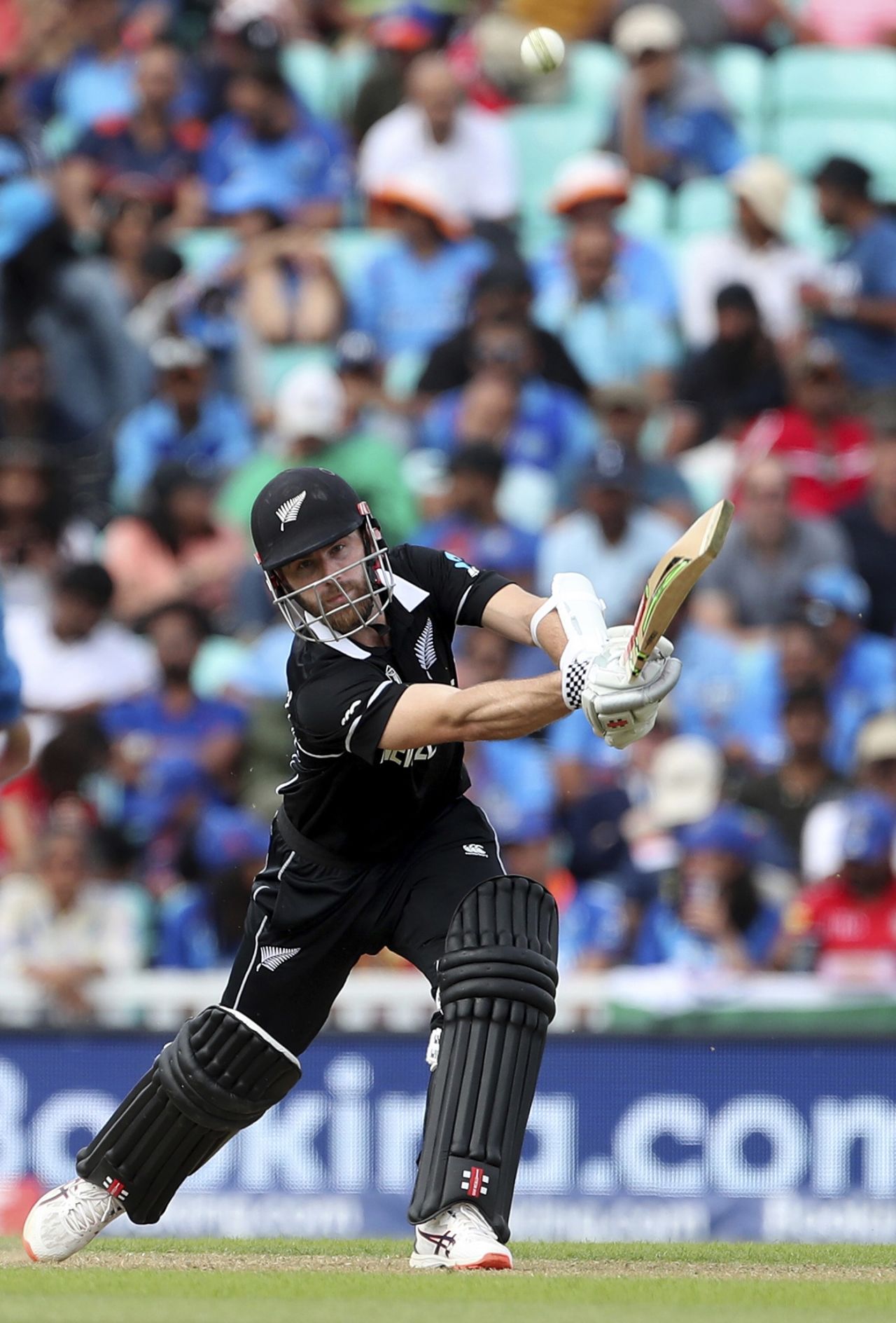 Kane Williamson drives during his half-century, India vs New Zealand, World Cup 2019, warm-up, The Oval, May 25, 2019