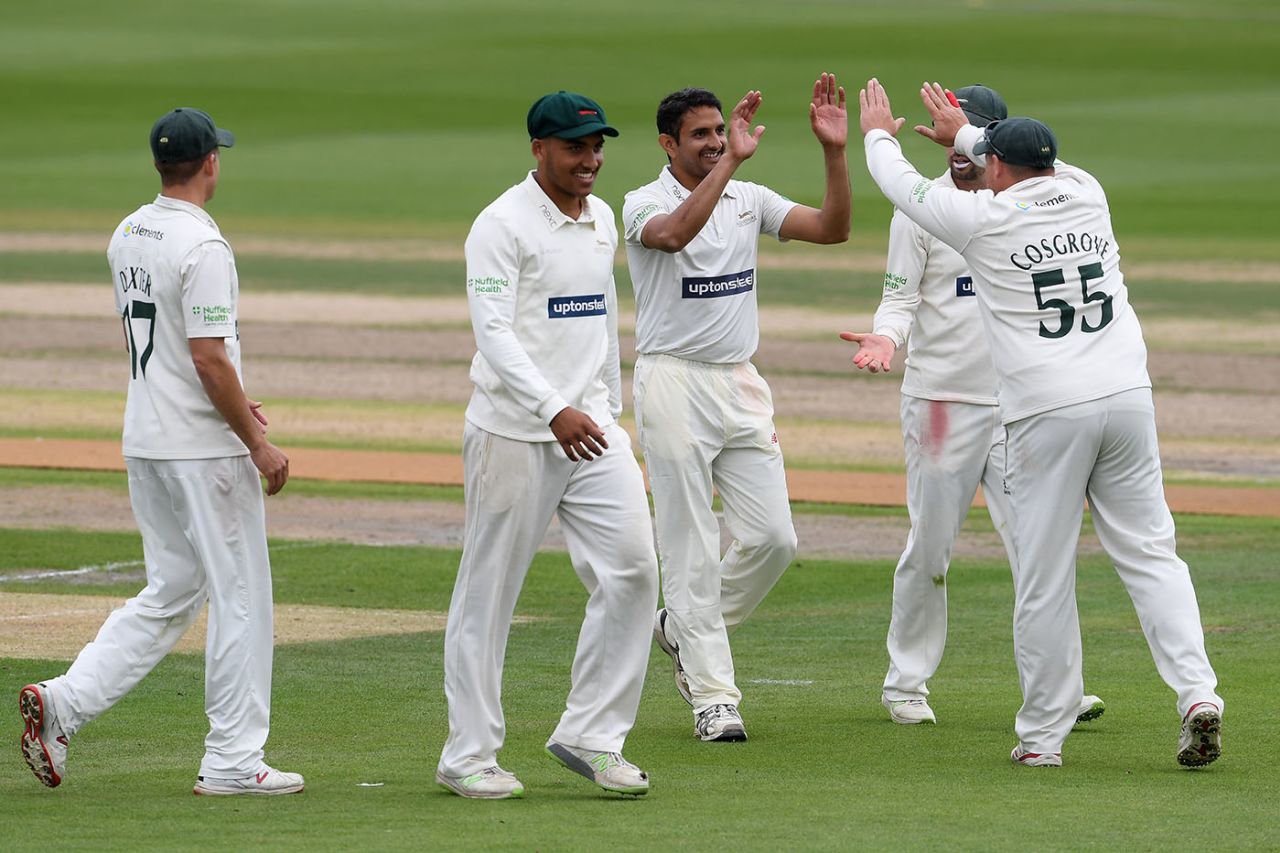 Mohammad Abbas celebrates a wicket, Sussex v Leicestershire, County Championship Division Two, Hove, September 4, 2018