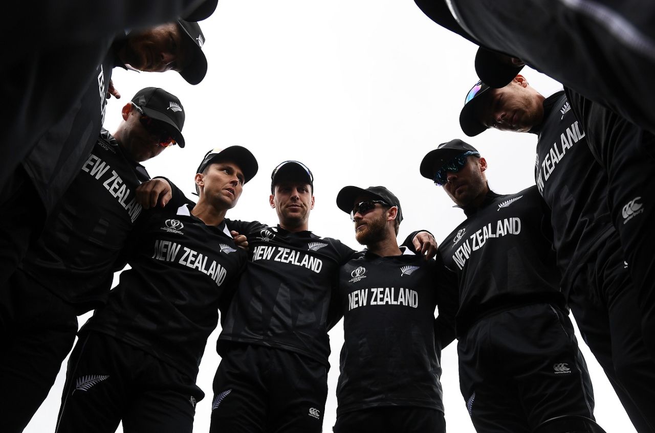 Kane Williamson leads the team talk, New Zealand v West Indies, ICC World Cup warm-up, Bristol, May 28, 2019