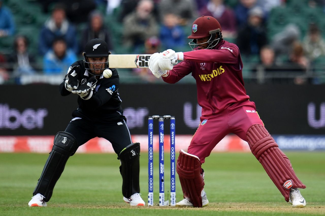 Shai Hope cuts the ball powerfully, New Zealand v West Indies, ICC World Cup warm-up, Bristol, May 28, 2019