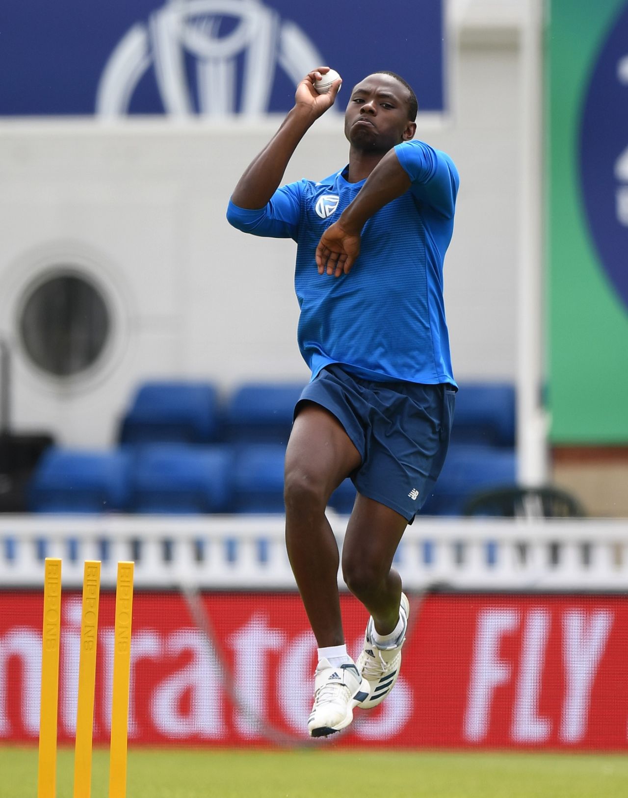 Kagiso Rabada in his delivery stride, World Cup 2019, The Oval, May 29, 2019