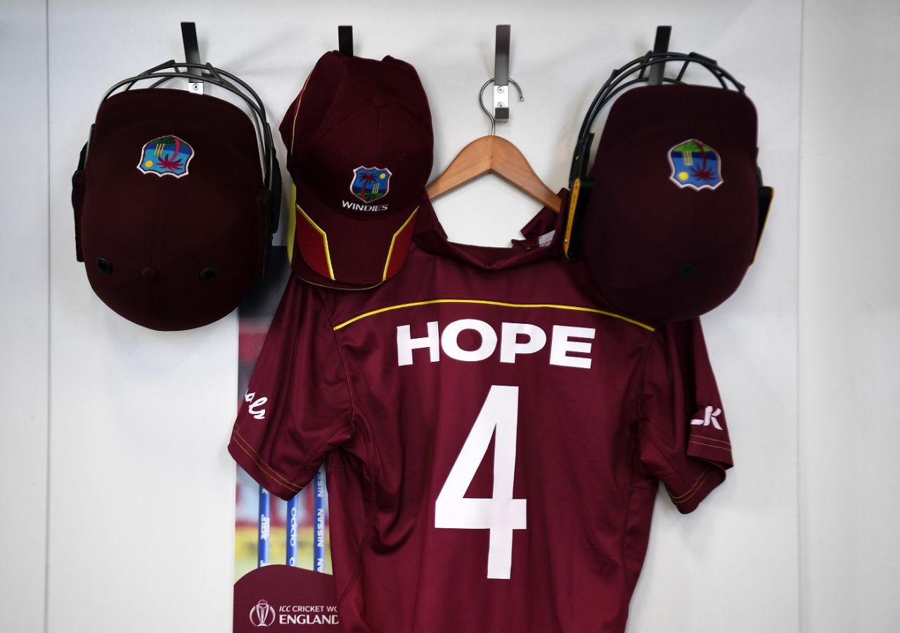 Shai Hope's jersey in the Trent Bridge changing room, Pakistan v West Indies, World Cup 2019, Trent Bridge, May 31, 2019