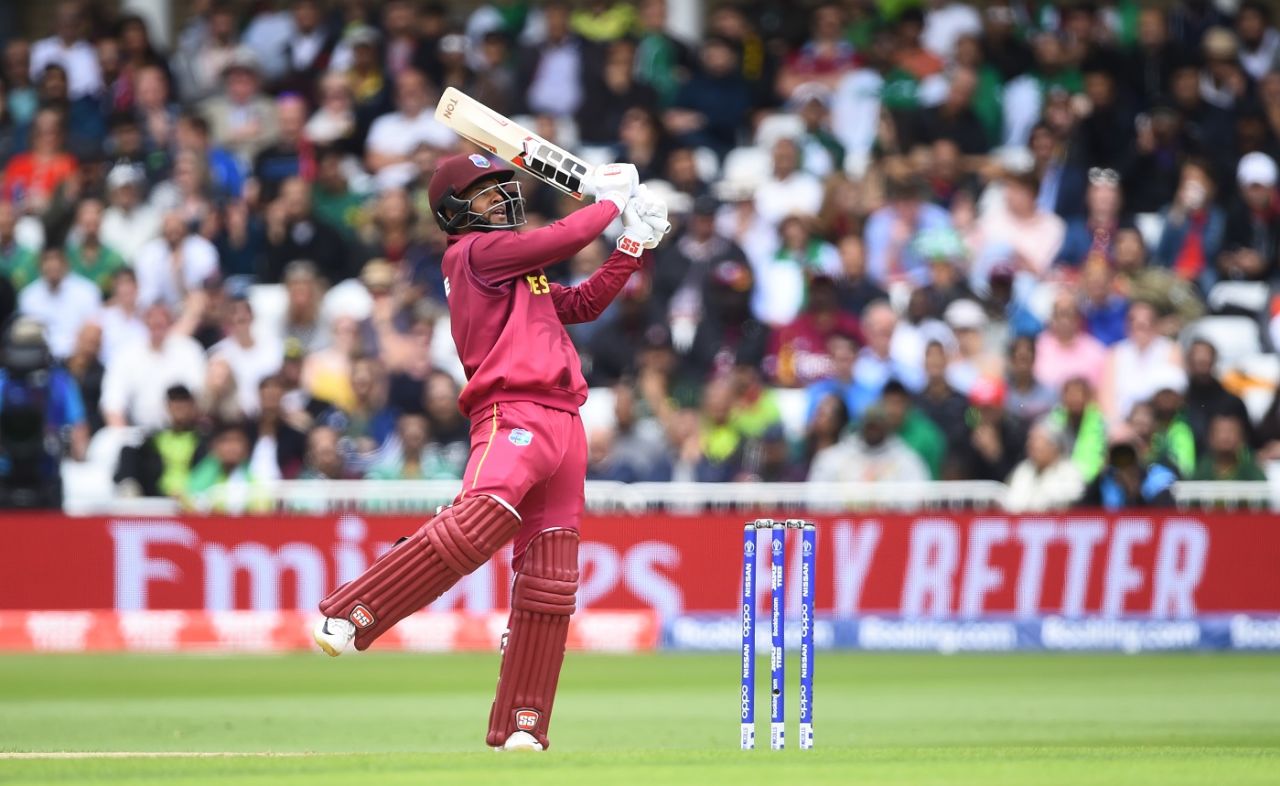 Shai Hope smashes one on the leg side, Pakistan v West Indies, World Cup 2019, Trent Bridge, May 31, 2019