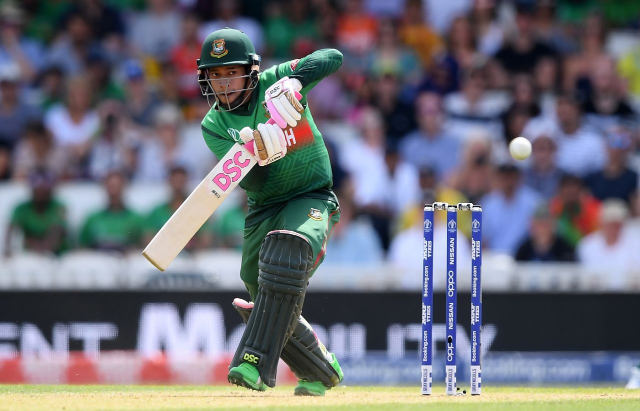 Mushfiqur Rahim plays a shot as he and Shakib Al Hasan put up a century stand, Bangladesh v South Africa, World Cup 2019, The Oval, June 2, 2019
