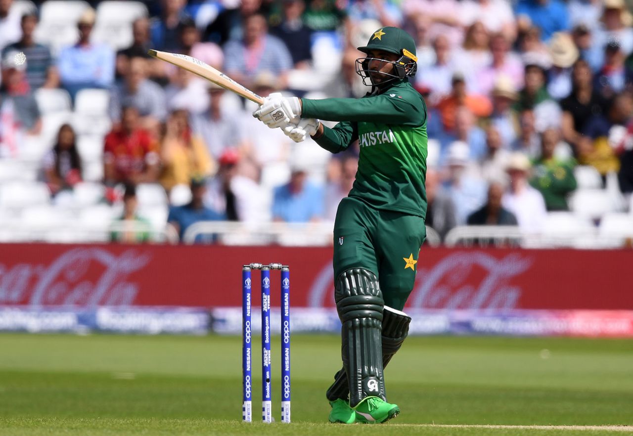 Fakhar Zaman pulls through the leg side, England v Pakistan, World Cup 2019, Trent Bridge, June 3, 2019
