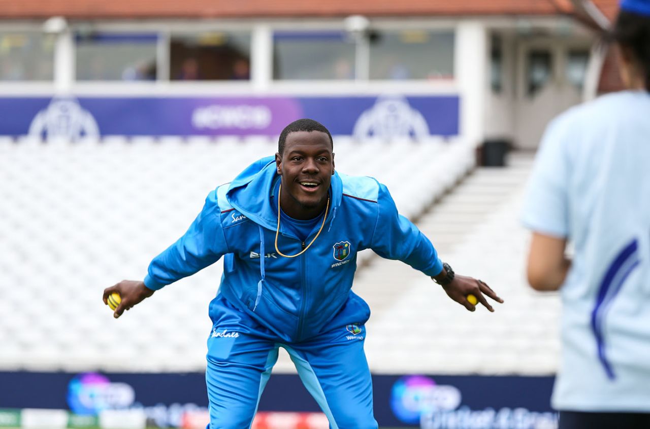 Carlos Brathwaite during a coaching session with local school children, World Cup 2019, Trent Bridge, June 4, 2019