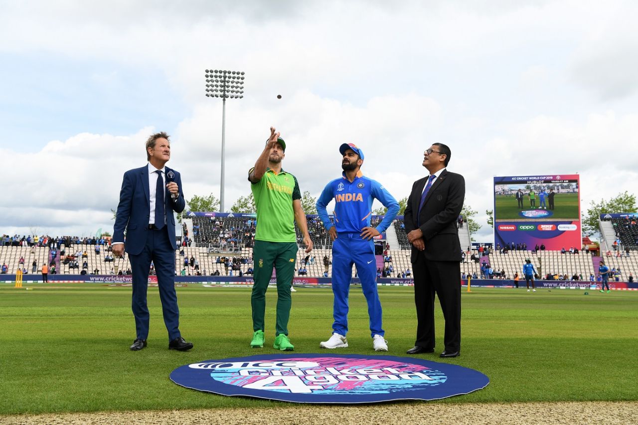 South Africa won the toss and opted to bat first, India v South Africa, World Cup 2019, Southampton, June 5, 2019