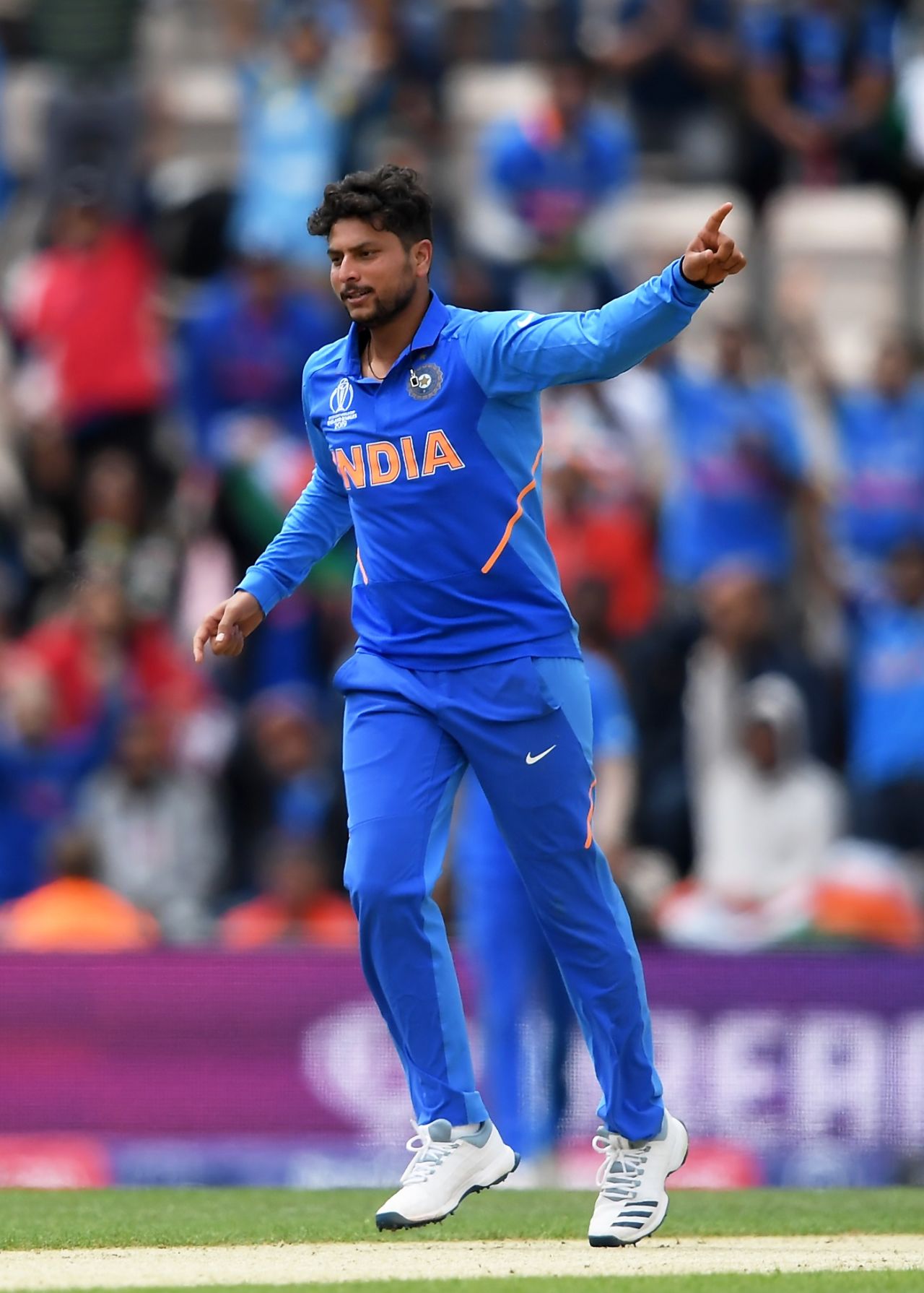 Kuldeep Yadav celebrates dismissing JP Duminy, India v South Africa, Southampton, World Cup 2019, June 5, 2019