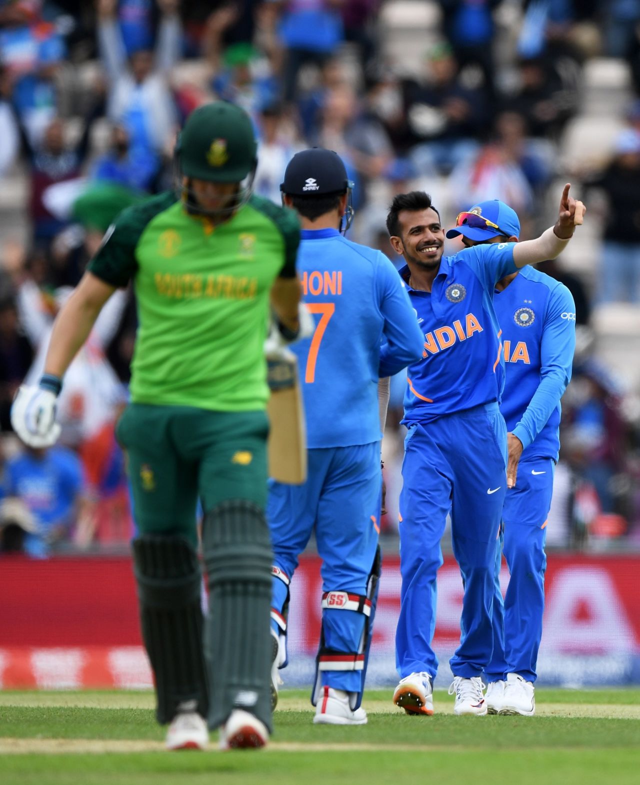 Yuzvendra Chahal celebrates after taking the wicket of David Miller, India v South Africa, Southampton, World Cup 2019, June 5, 2019