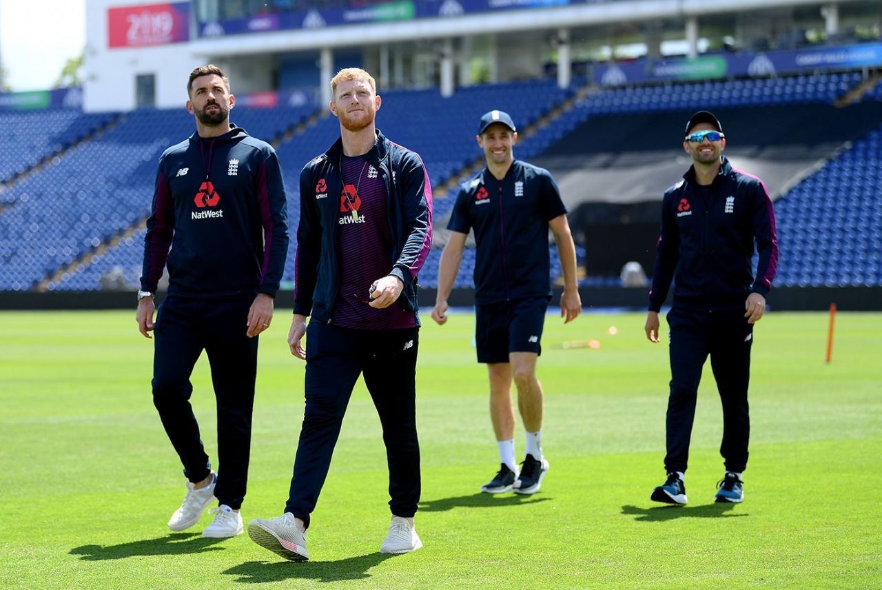England's fast bowlers check out the conditions in Cardiff, World Cup, June 6, 2019