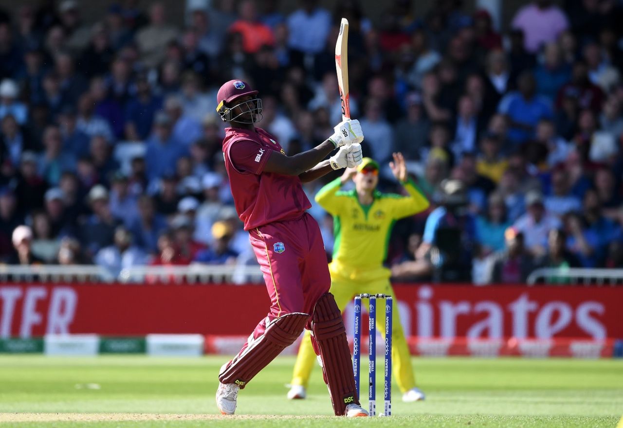 Jason Holder plays a shot, Australia v West Indies, World Cup 2019, Trent Bridge, June 6, 2019