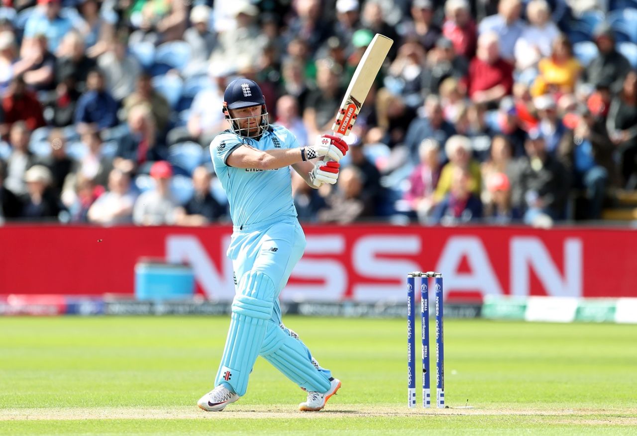 Jonny Bairstow plays the pull shot, England v Bangladesh, World Cup 2019, Cardiff, June 8, 2019