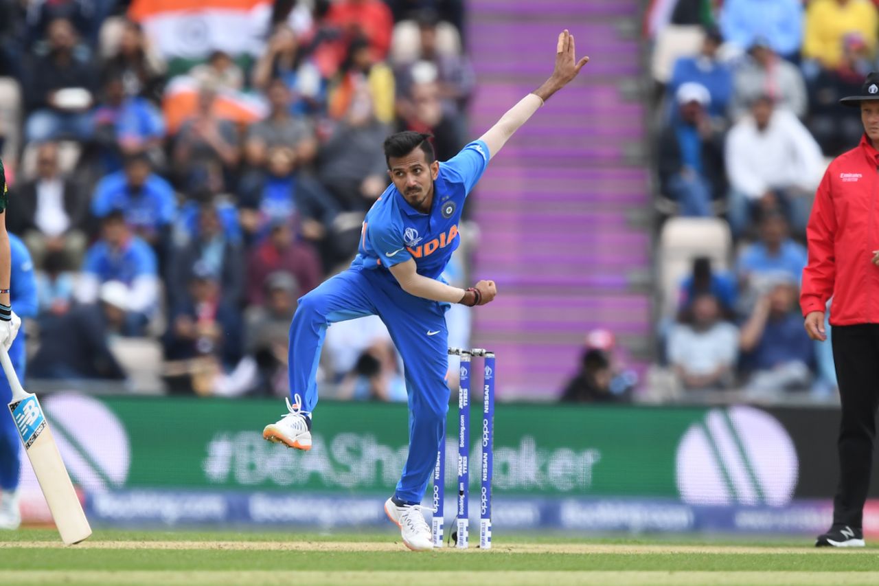 Yuzvendra Chahal bowls to Rassie van der Dussen, India v South Africa, Southampton, World Cup 2019, June 5, 2019