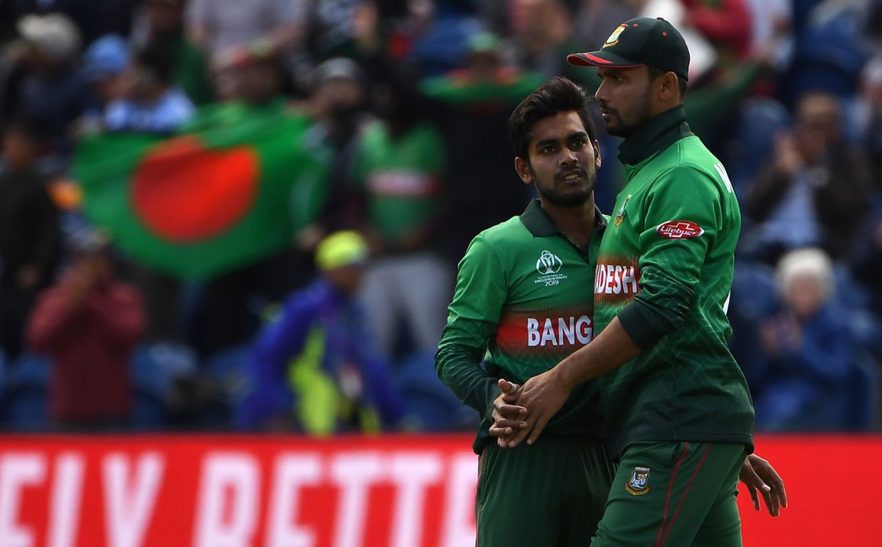 Mehidy Hasan was held back by his captain but claimed 2 for 67, England v Bangladesh, World Cup 2019, Cardiff, June 8, 2019
