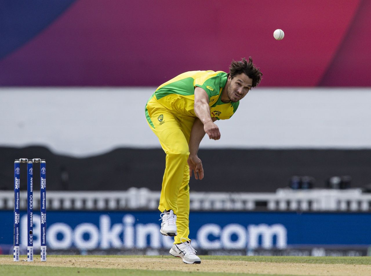 Nathan Coulter-Nile releases the ball, Australia v India, World Cup 2019, The Oval, June 9, 2019