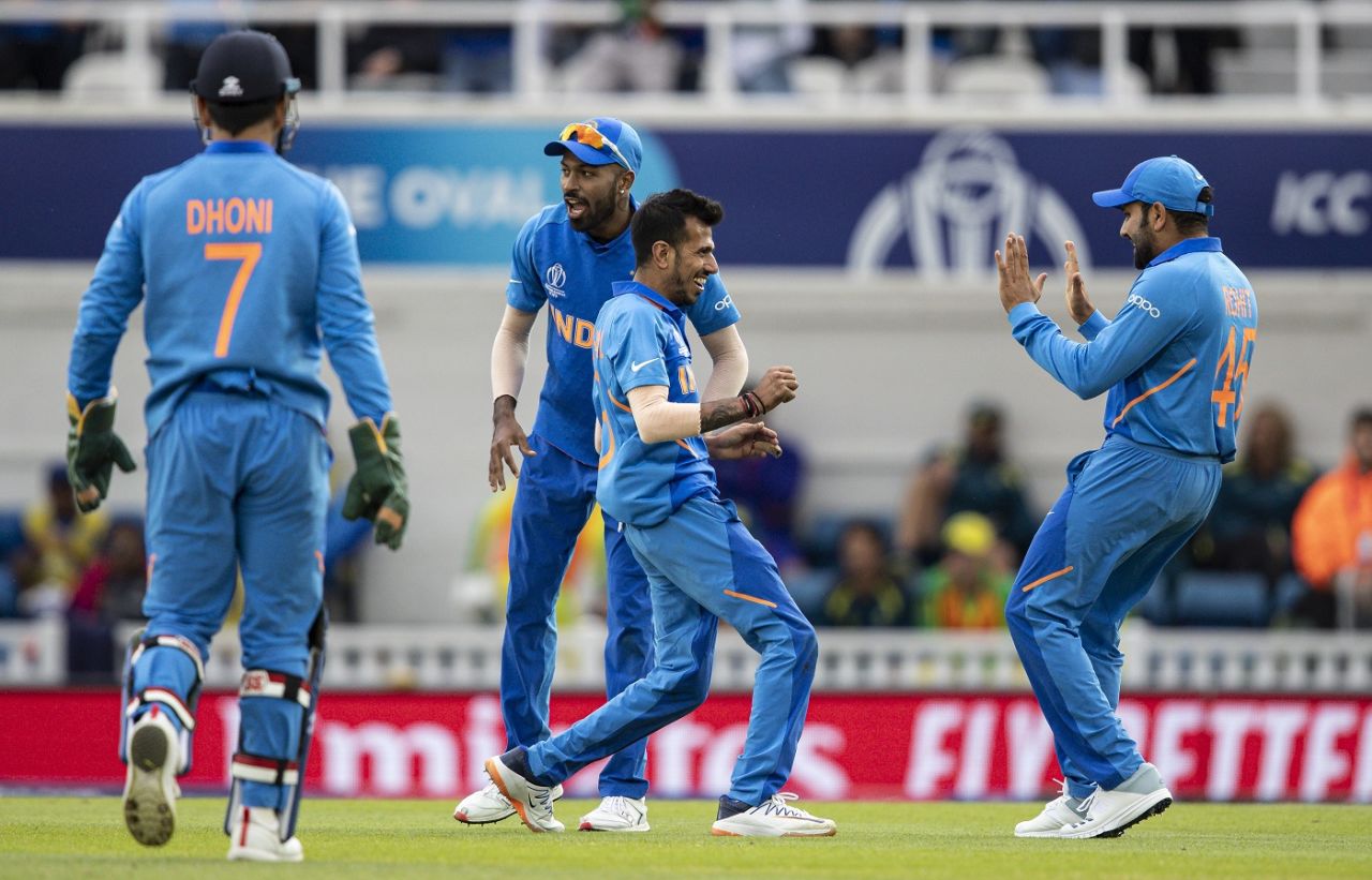 Yuzvendra Chahal celebrates dismissing David Warner, Australia v India, World Cup 2019, The Oval, June 9, 2019