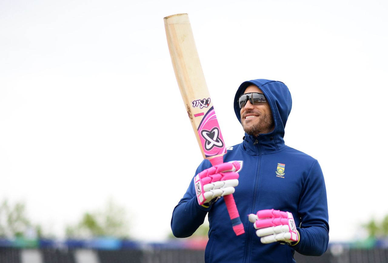 Faf du Plessis finds a reason to smile in overcast conditions, South Africa v West Indies, World Cup 2019, Southampton, June 10, 2019