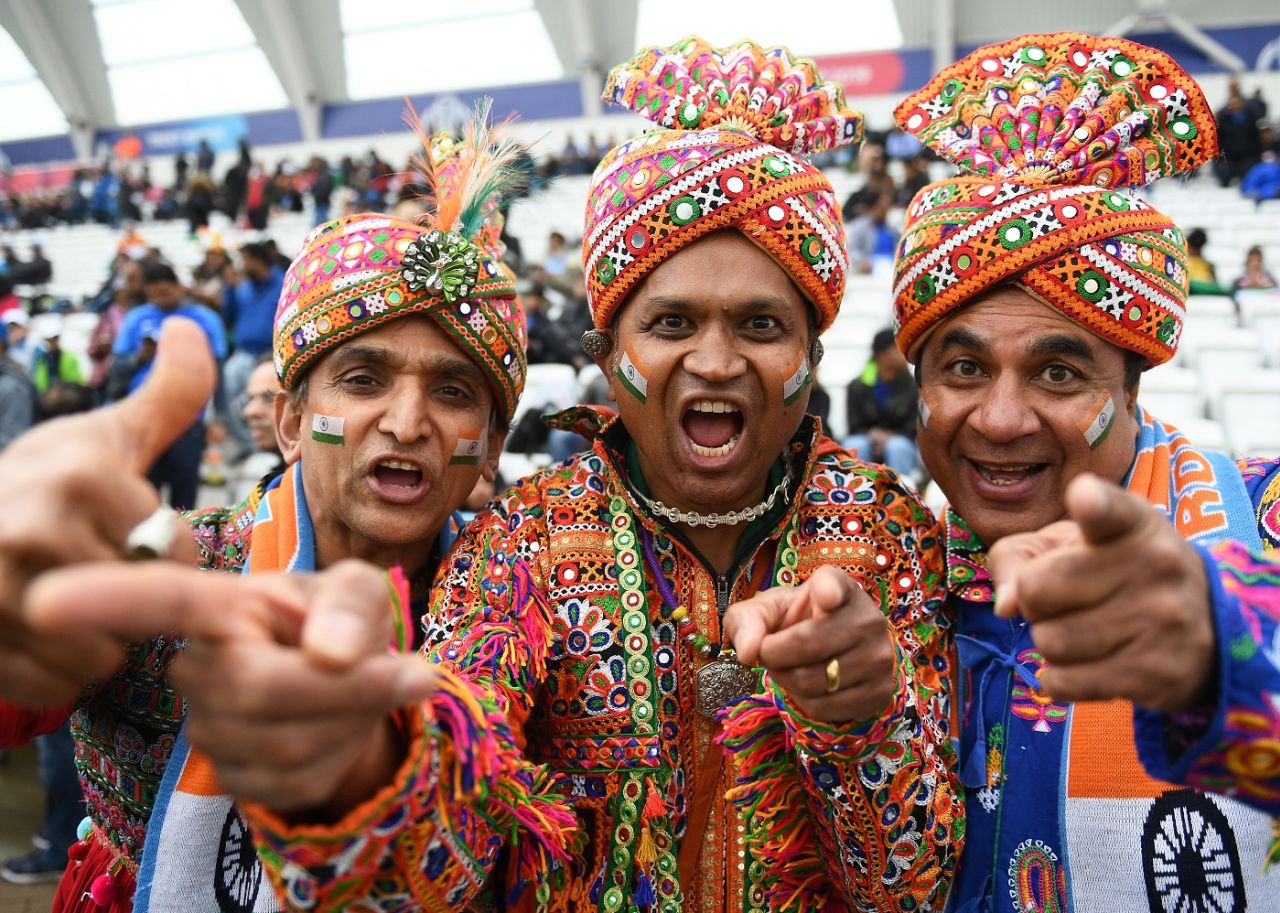 Indian fans full of energy at the stadium, India v New Zealand, World Cup 2019, Trent Bridge, June 13, 2019