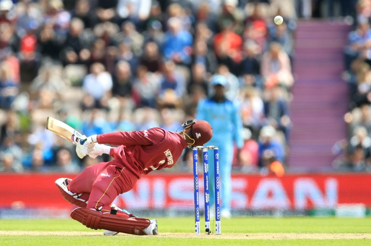 Shimron Hetmyer avoids a bouncer, England v West Indies, World Cup 2019,  Southampton, June 14, 2019