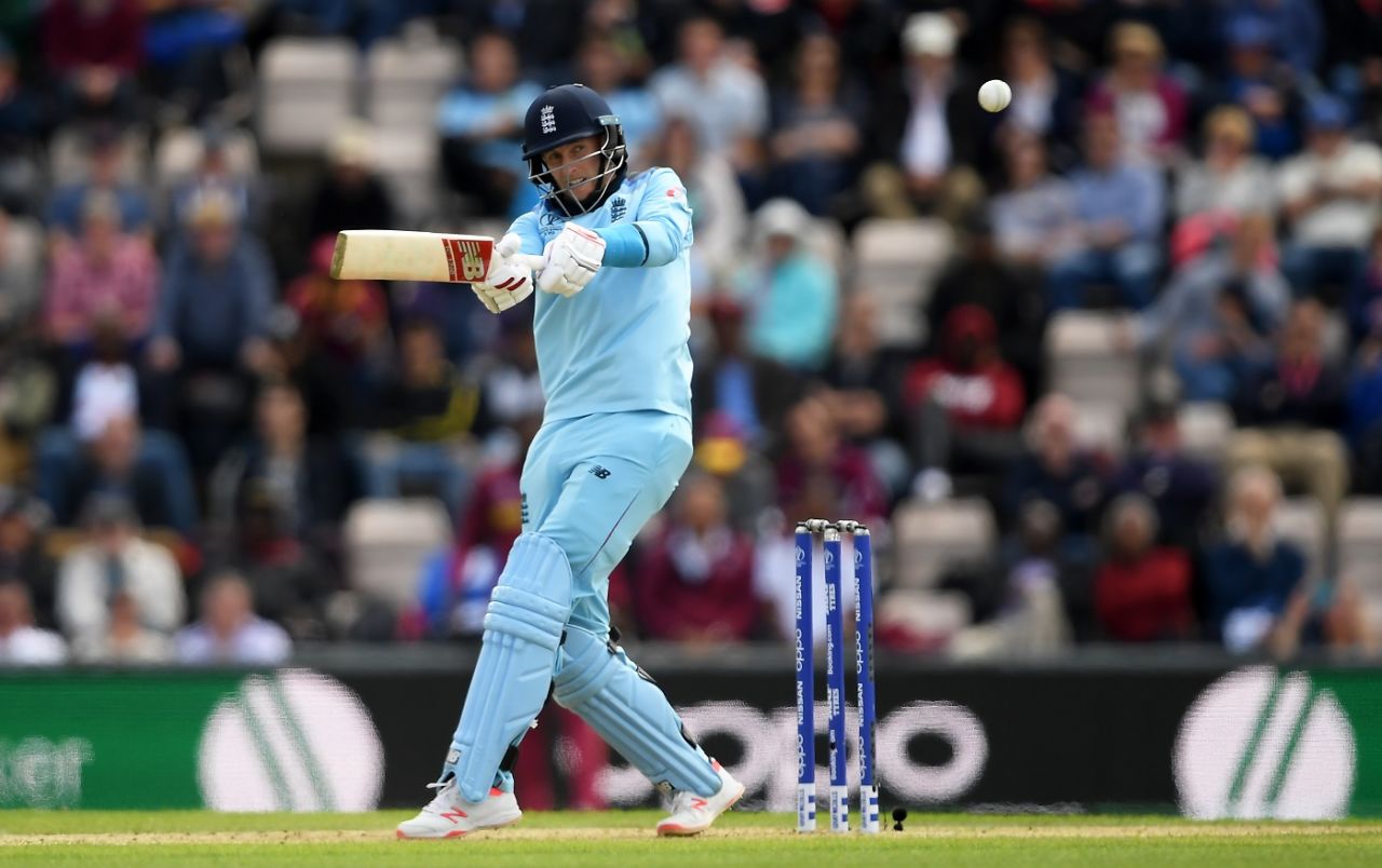 Joe Root plays a pull shot, England v West Indies, World Cup 2019,  Southampton, June 14, 2019
