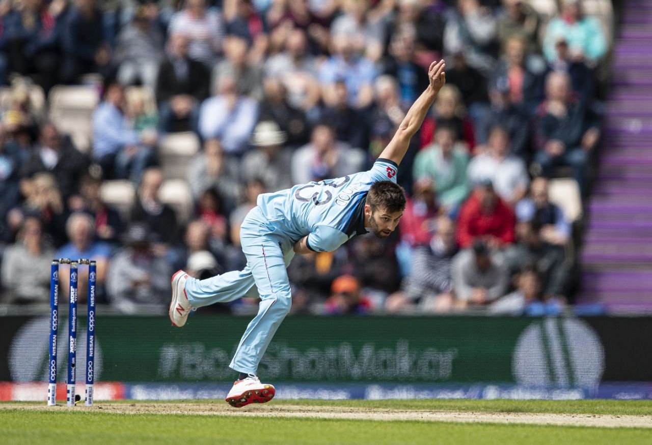 Mark Wood bowls against the West Indies, England v West Indies, World Cup 2019,  Southampton, June 14, 2019