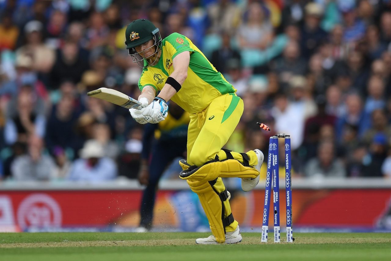 Steven Smith is bowled by Lasith Malinga, Australia v Sri Lanka, World Cup 2019, The Oval, June 15, 2019 