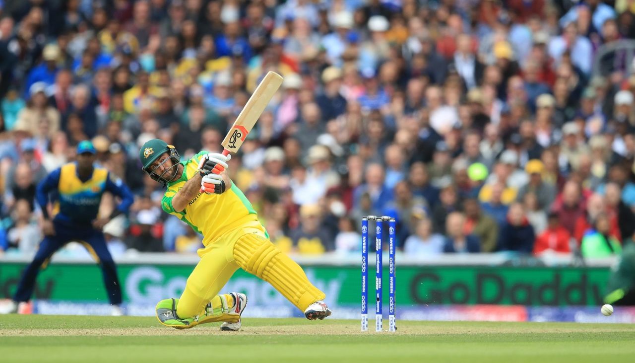 Glenn Maxwell hit a four off the last ball of the innings, Australia v Sri Lanka, World Cup 2019, The Oval, June 15, 2019