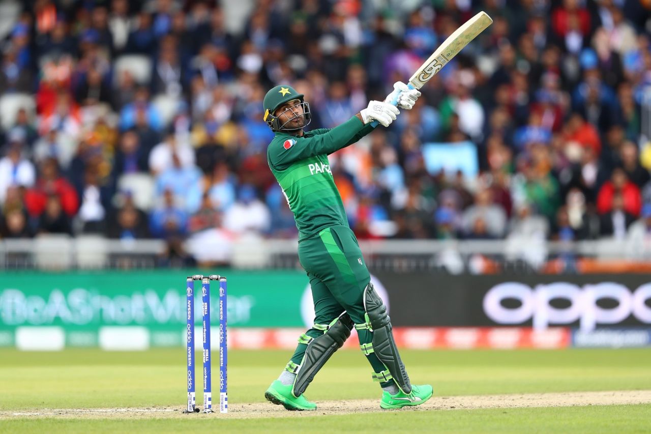Fakhar Zaman goes for the pull, India v Pakistan, World Cup 2019, Manchester, June 16, 2019