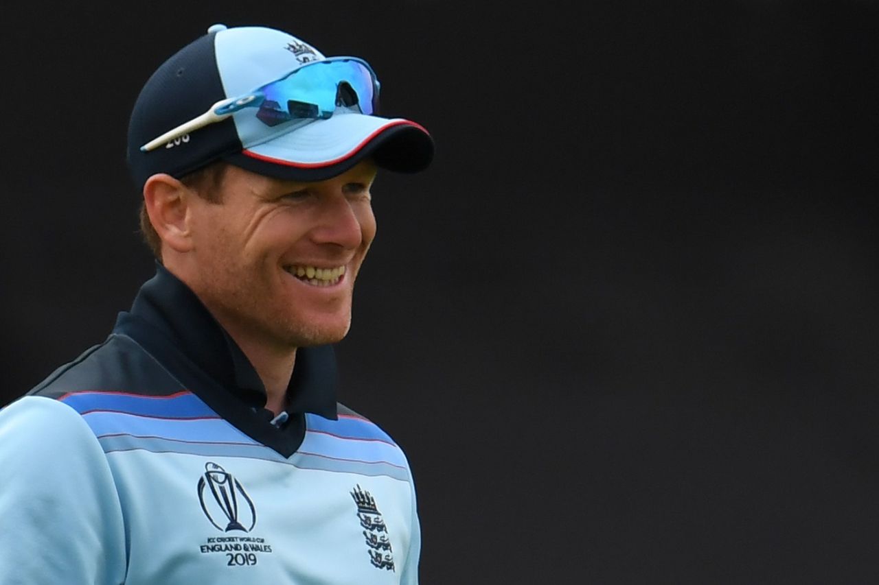 Eoin Morgan smiles after his English team flattens Afghanistan, England v Afghanistan, World Cup 2019, Manchester, June 18, 2019