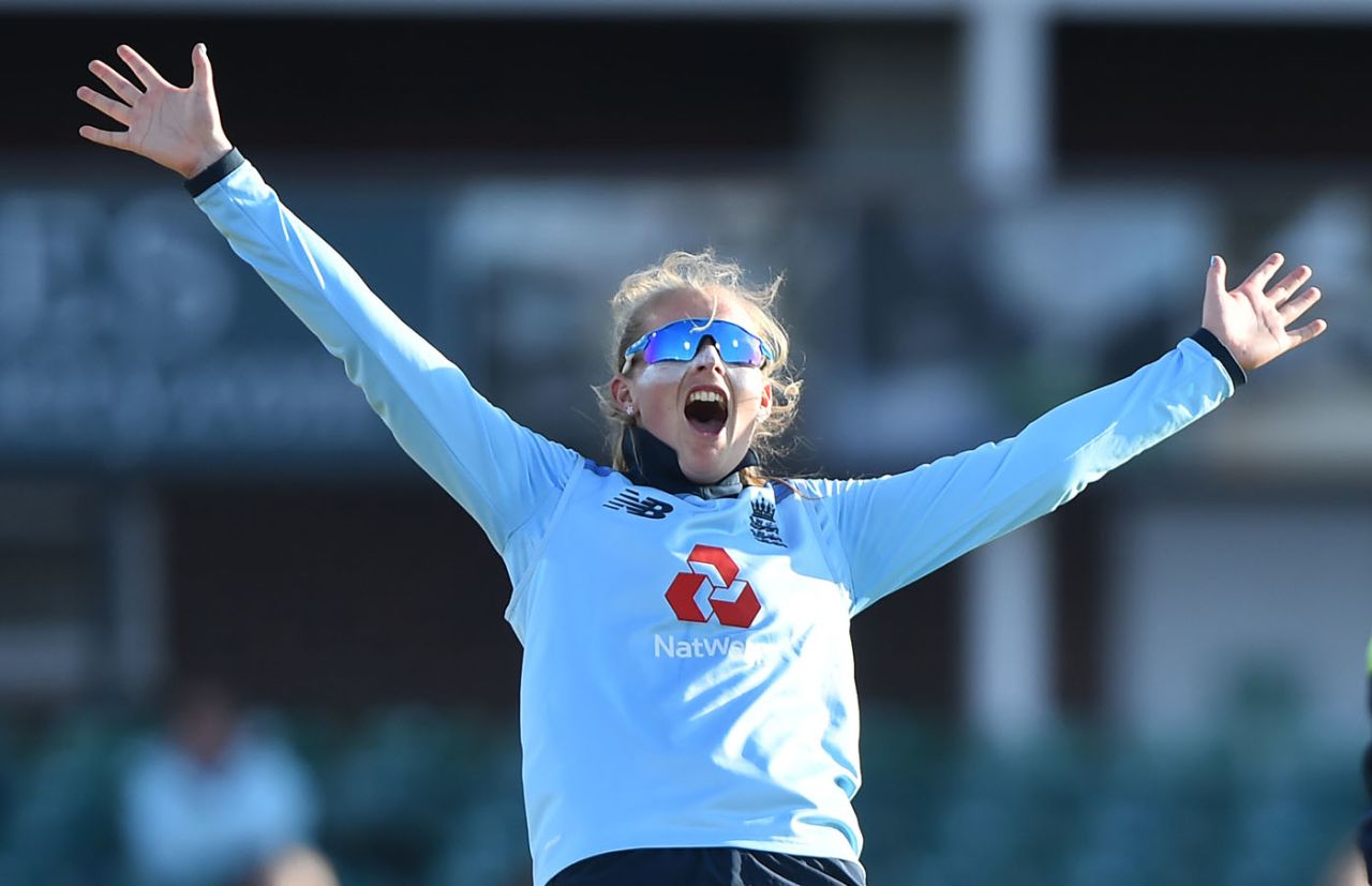 Sophie Ecclestone appeals, England v West Indies, 1st Women's ODI, Leicester, June 6, 2019