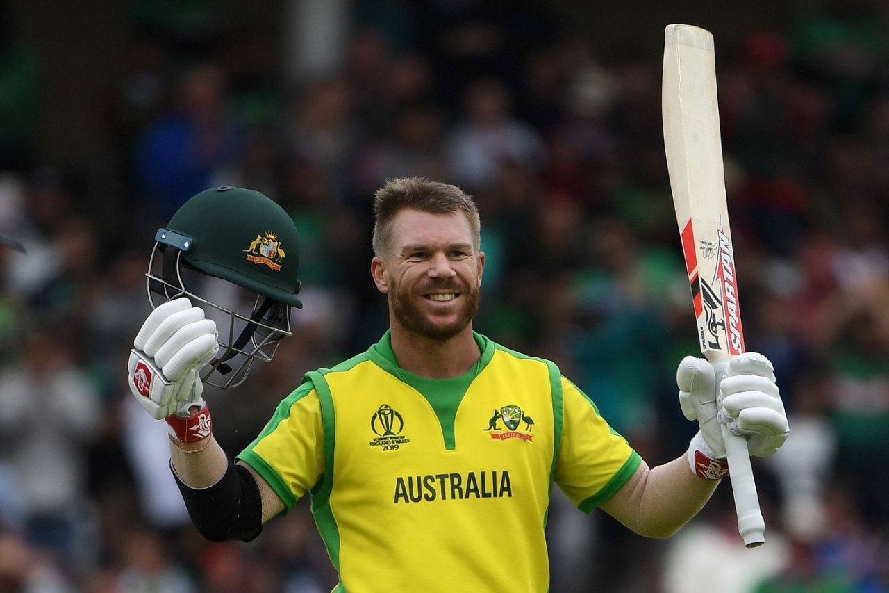 David Warner celebrates his century, Australia v Bangladesh, World Cup 2019, Trent Bridge, June 20, 2019