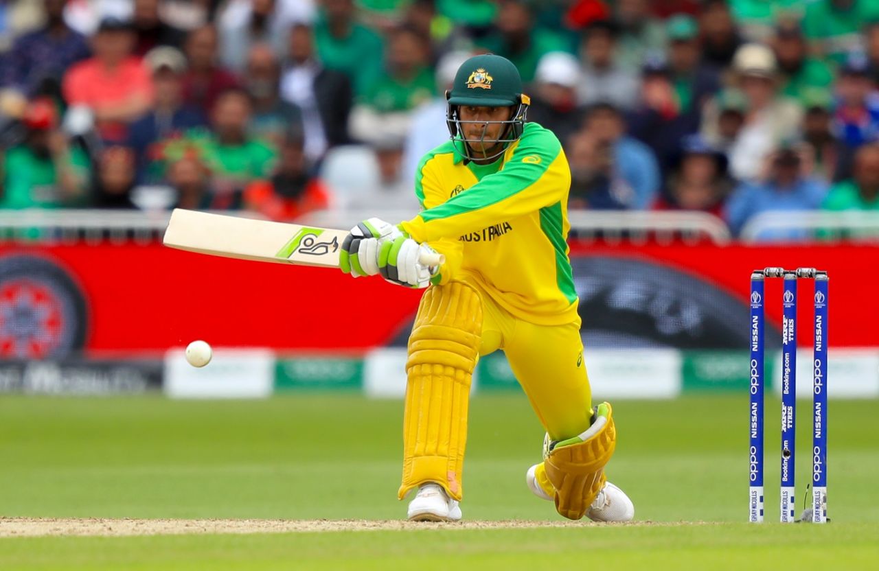 Usman Khawaja plays a reverse sweep, Australia v Bangladesh, World Cup 2019, Trent Bridge, June 20, 2019