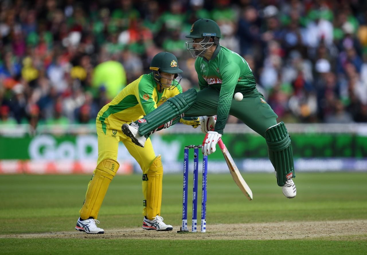 Tamim Iqbal tries to avoid getting hit by a throw, Australia v Bangladesh, World Cup 2019, Trent Bridge, June 20, 2019