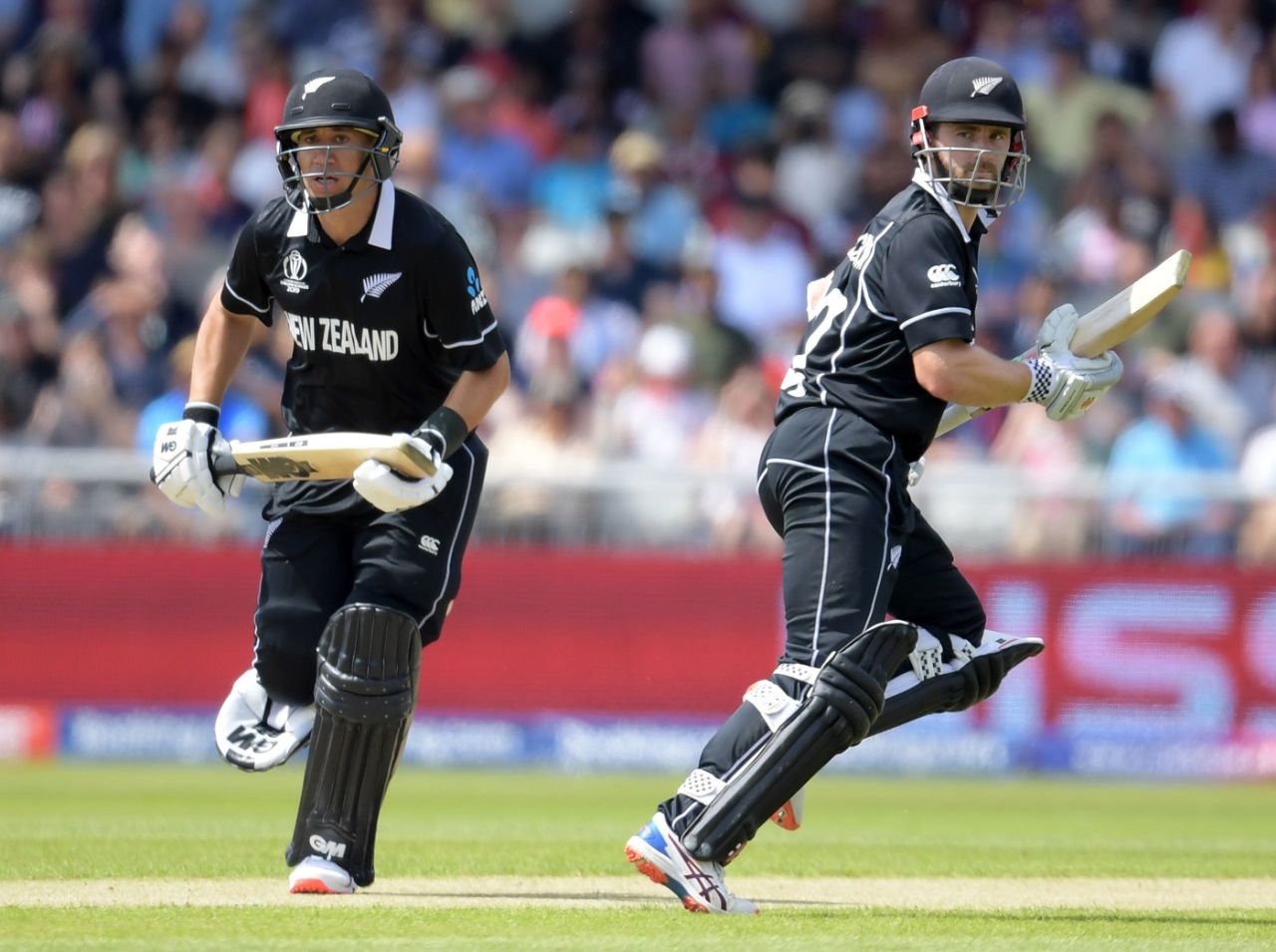 Kane Williamson and Ross Taylor take a run, New Zealand v West Indies, World Cup 2019, Manchester, June 22, 2019