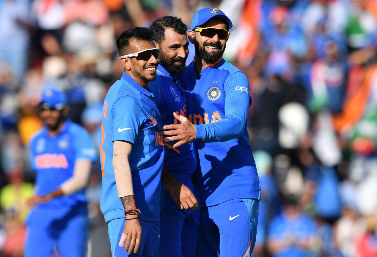 Mohammed Shami celebrates after dismissing Mohammad Nabi, Afghanistan v India, World Cup 2019, Southampton, June 22, 2019