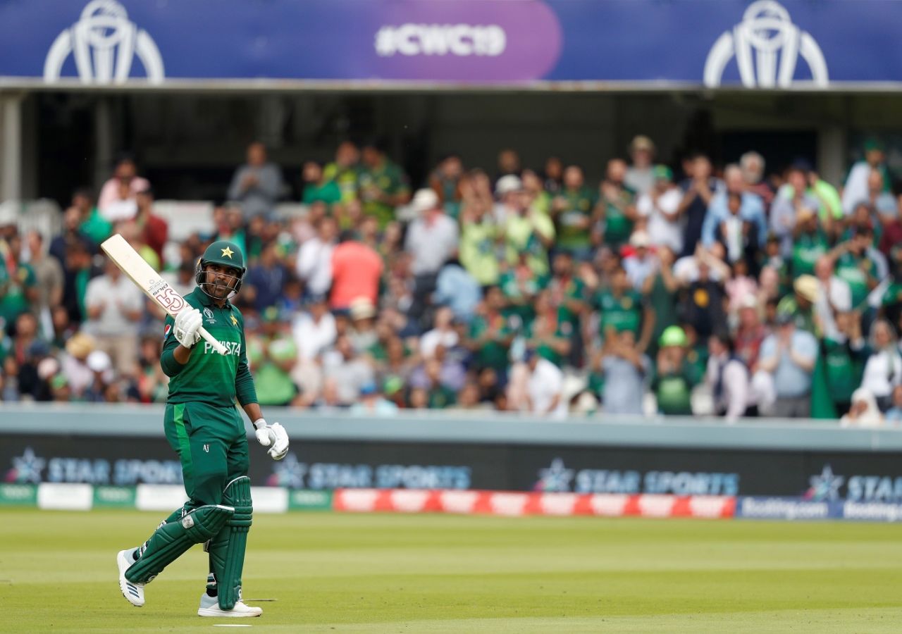 Haris Sohail acknowledges the applause of the crowd after his dismissal for 89, Pakistan v South Africa, World Cup 2019, Lords, June 7, 2019