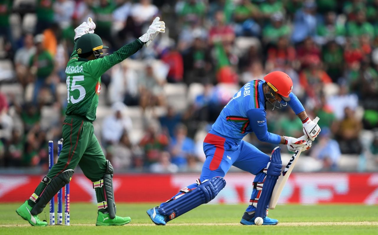 Mohammad Nabi could only manage a two-ball duck, Afghanistan v Bangladesh, World Cup 2019, Southampton, June 24, 2019