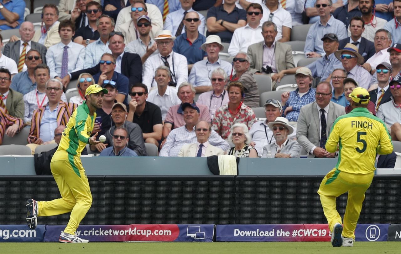 Glenn Maxwell combines with Aaron Finch for a superb catch, England v Australia, World Cup 2019, Lord's, June 25, 2019