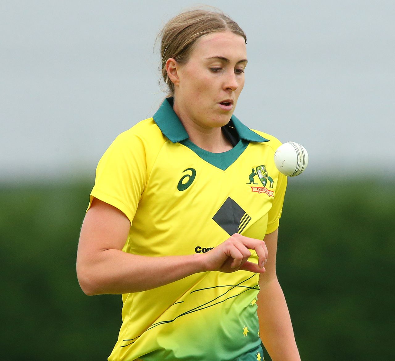 Tayla Vlaeminck prepares to bowl, England Academy v Australians, Tour match, Loughborough, June 26, 2019